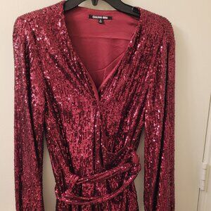 Gianna Binni red sequin wrap dress